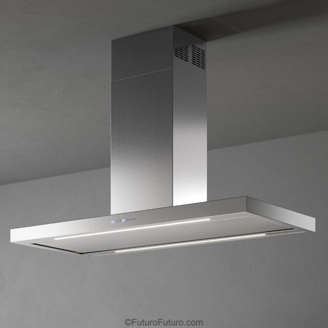 High-end kitchen ventilation with polished steel finish
