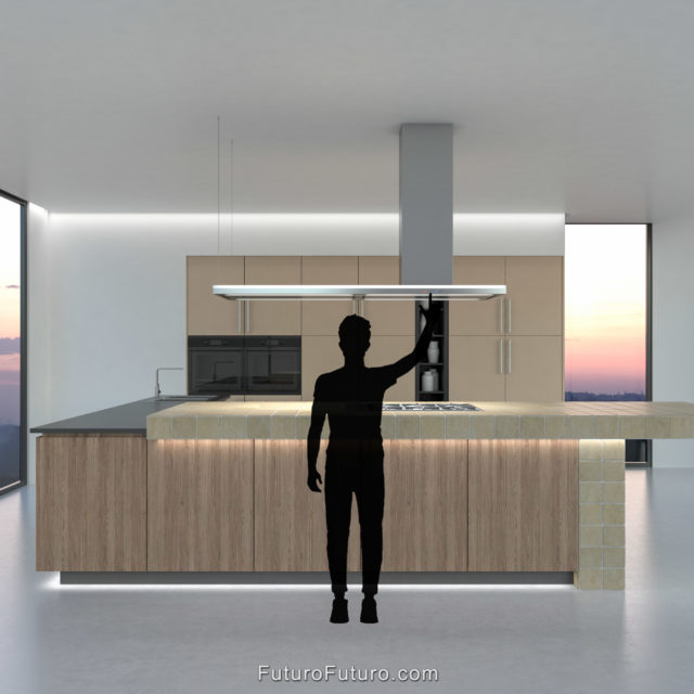Luxury kitchen range hood | 69-inch Streamline right-handed island range hood