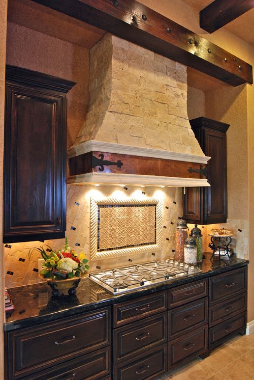Traditional Kitchen with Stone Hood