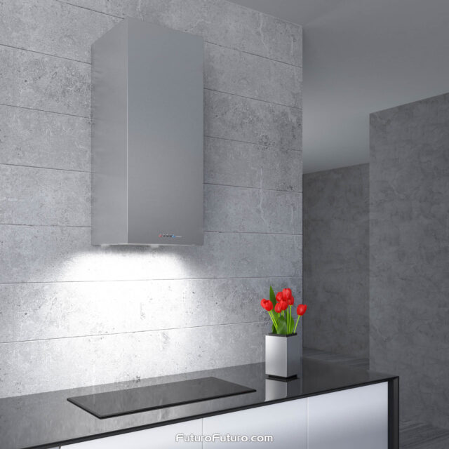 Elegant stainless steel range hood with energy-efficient LED lights