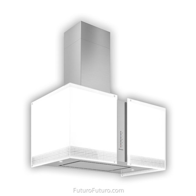 White LED illuminated glass range hood | Contemporary vent hood