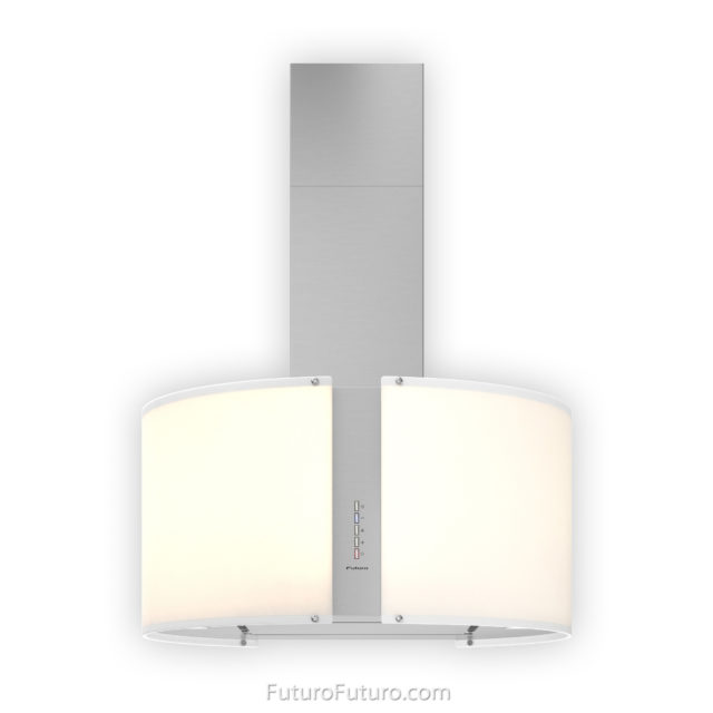 Round illuminated glass range hood | Contemporary vent hood
