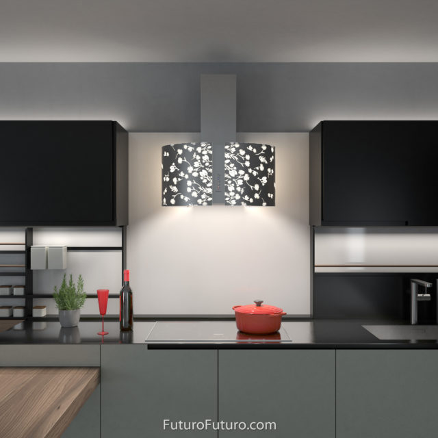 LED illuminated vent hood | Futuristic design kitchen hood