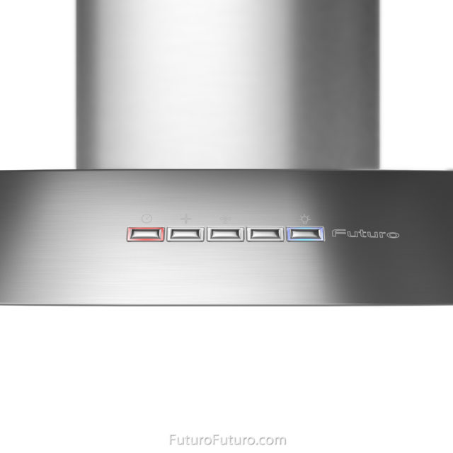 Steel colored buttons control panel | Control panel on stainless steel range hood