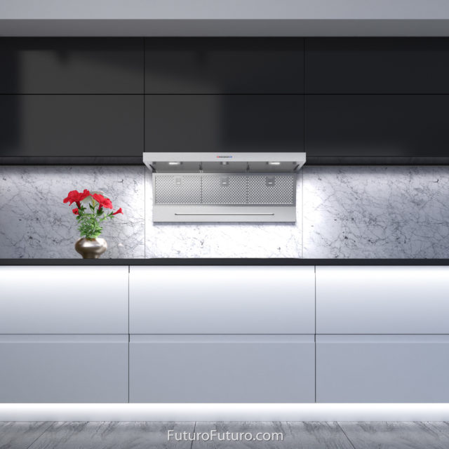 Black and white kitchen range hood | Modern under cabinet range hood