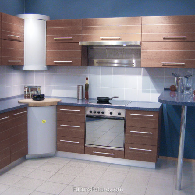 Brown kitchen under cabinet vent hood | Designer kitchen hood vent