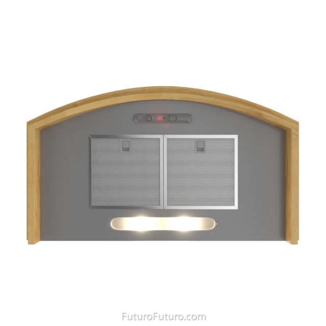 Classic style kitchen hood with wood trim | 36-inch Melara Wall range hood