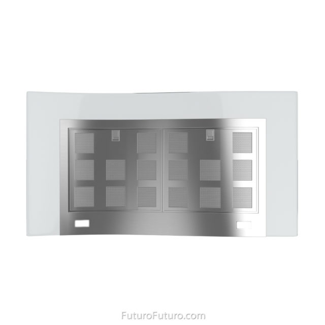 glass & stainless steel range hood | LED lights illuminated vent hood