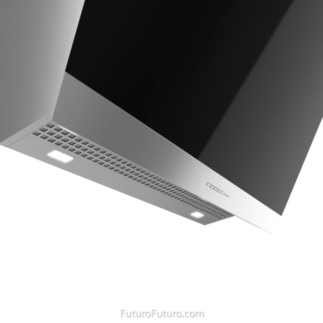Glass and stainless steel range hood | LED illuminated kitchen hood