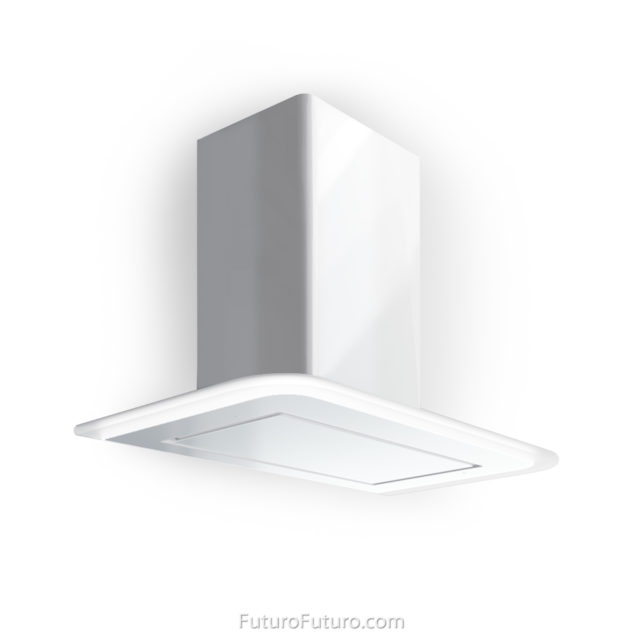 White designer kitchen hood | Contemporary wall mount range hood