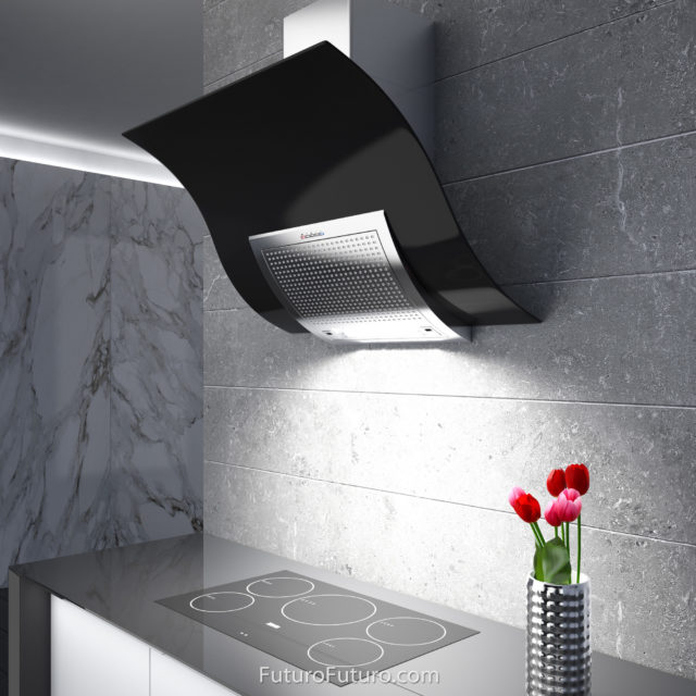 Induction cooktop stove hood | Contemporary glass oven hood