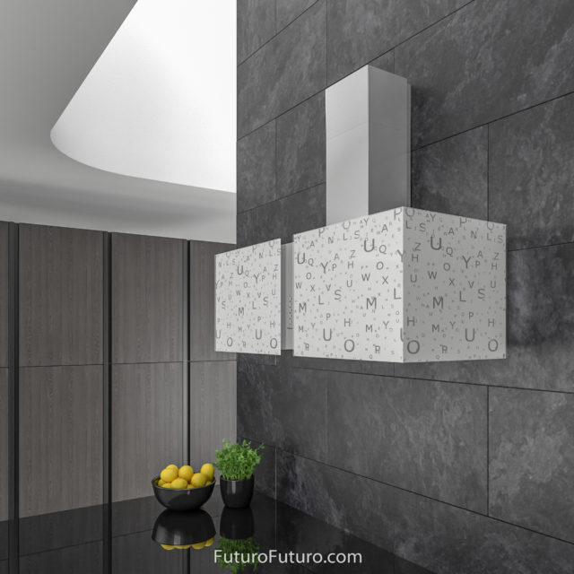 White glossy tempered glass wall mount range hood | Modern kitchen range hood
