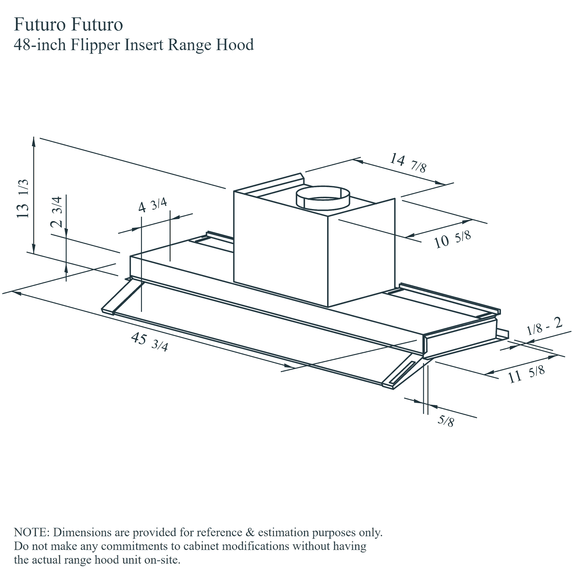 48″ Flipper Insert Range Hood 24 48-inch Flipper Insert build-in Range Hood