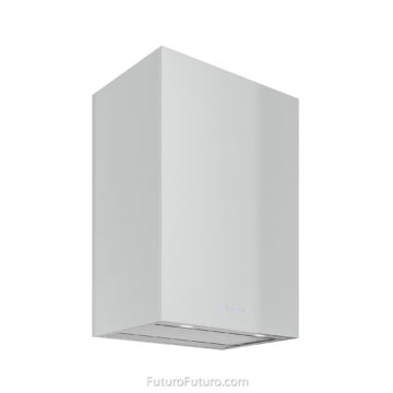Crispy white kitchen hood | Reflective surface glass range hood