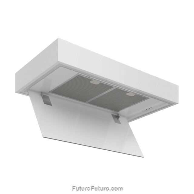 Futuro Futuro White Range Hood | Dishwasher Safe Metal Filters | Perimeter Suction System