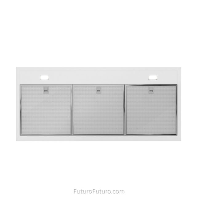 White painted steel kitchen exhaust fan | metal grease filters hood vent