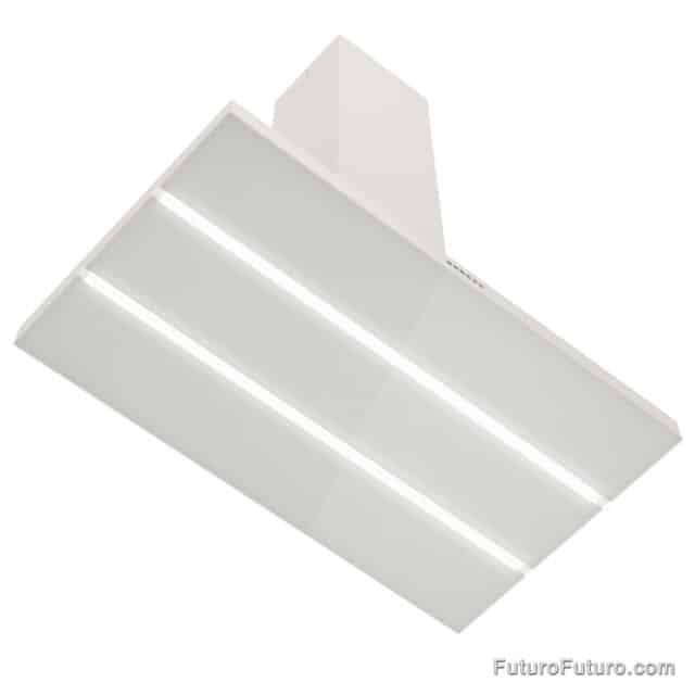 Ducted or ductless exhaust vent options for the Viale White Range Hood