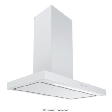 Energy-efficient 36-inch white wall range hood