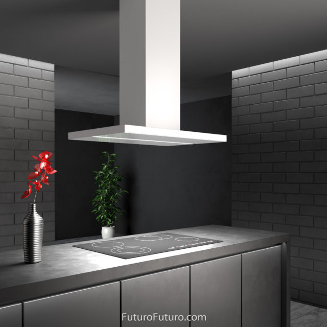 LED illuminated island range hood | Premium kitchen hood vent