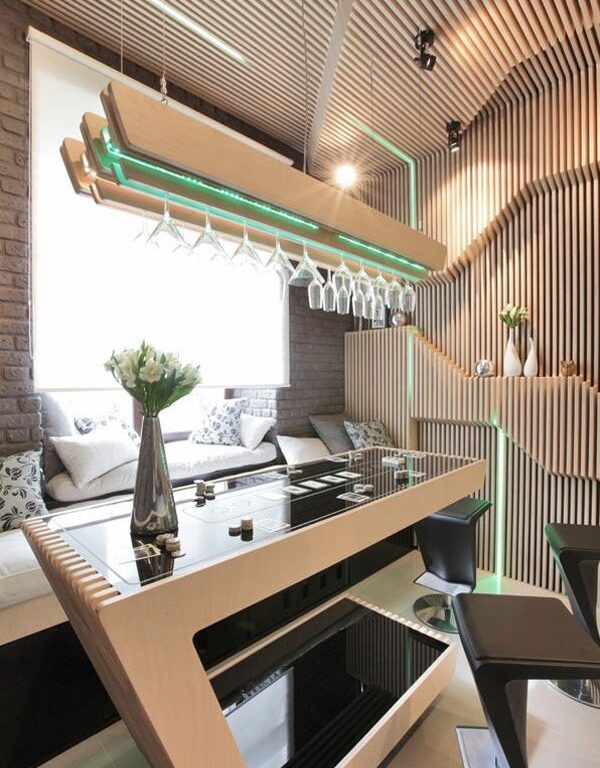 Sci-Fi Kitchen With Striking Choice of Colors and Materials, Lombardy Glass Range Hood